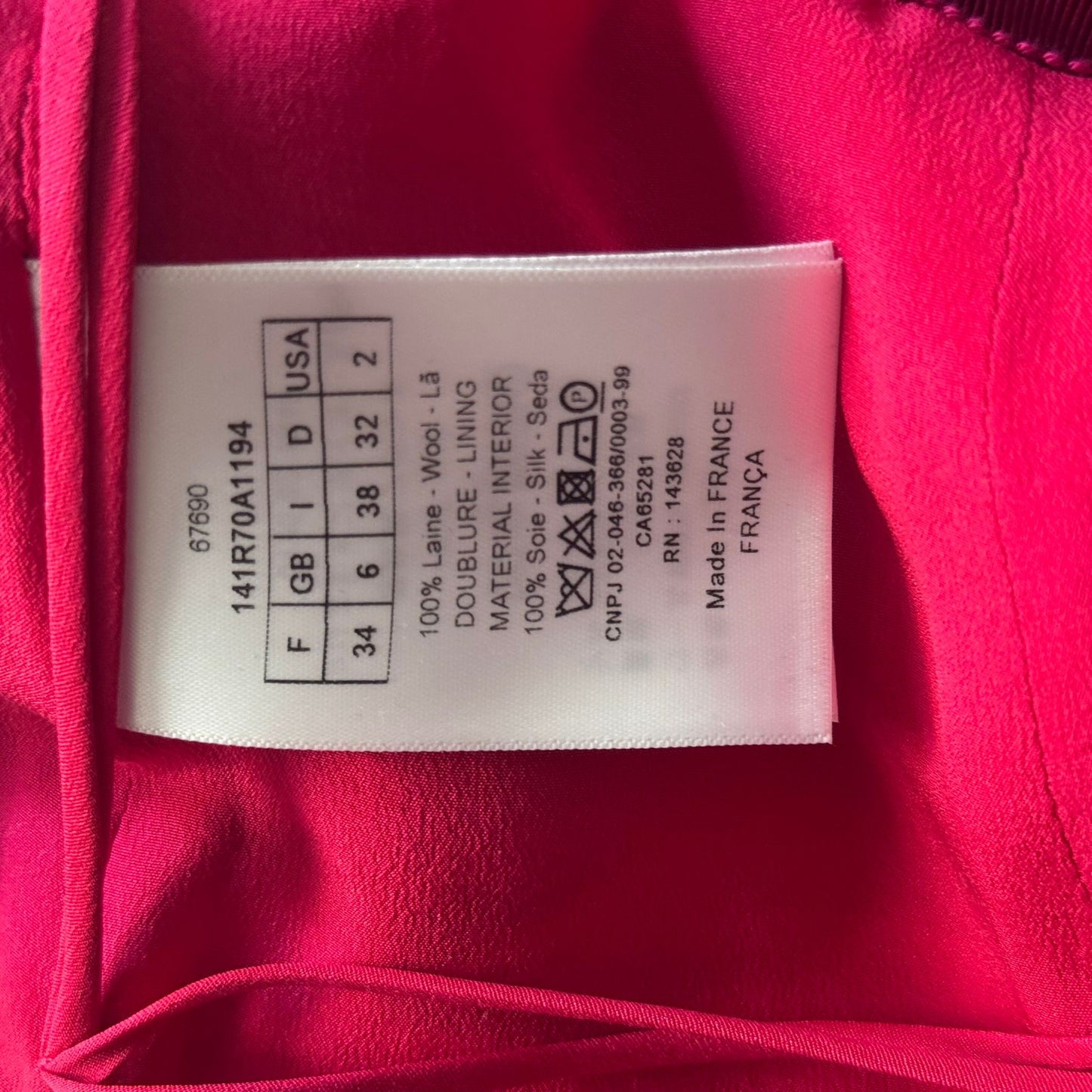 DIOR - DRESS MINI RED WOOL WITH FRONT ZIP SIZE 34 FR