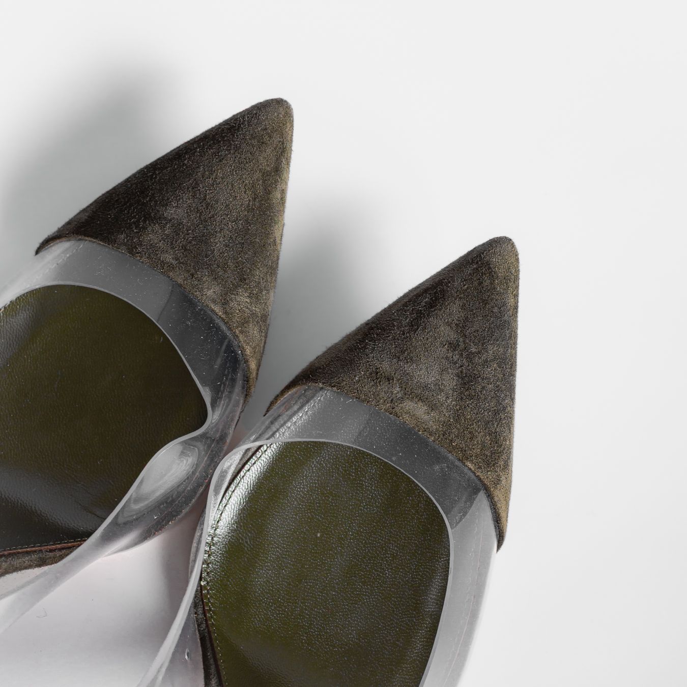 GIANVITO ROSSI - *BRAND NEW* PUMPS KHAKI SUEDE AND TRANSPARENT PVC PLEXI SIZE 39,5 EU