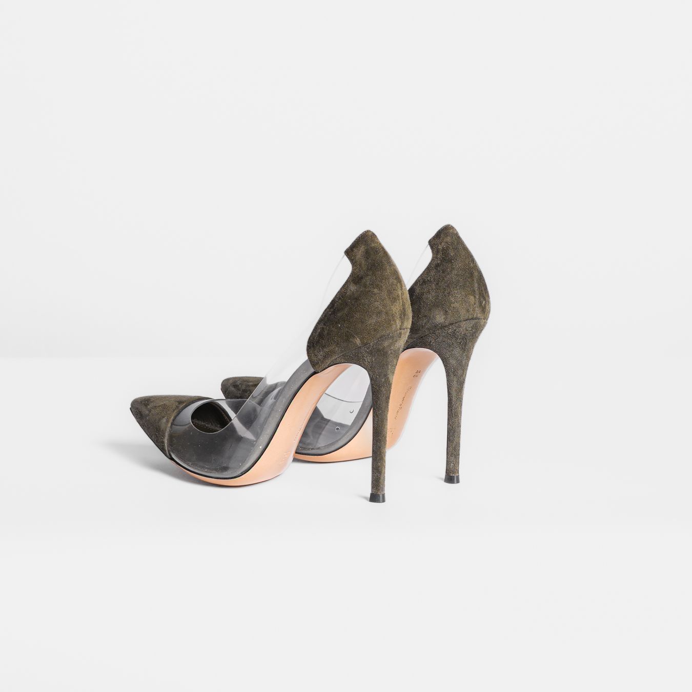 GIANVITO ROSSI - *BRAND NEW* PUMPS KHAKI SUEDE AND TRANSPARENT PVC PLEXI SIZE 39,5 EU