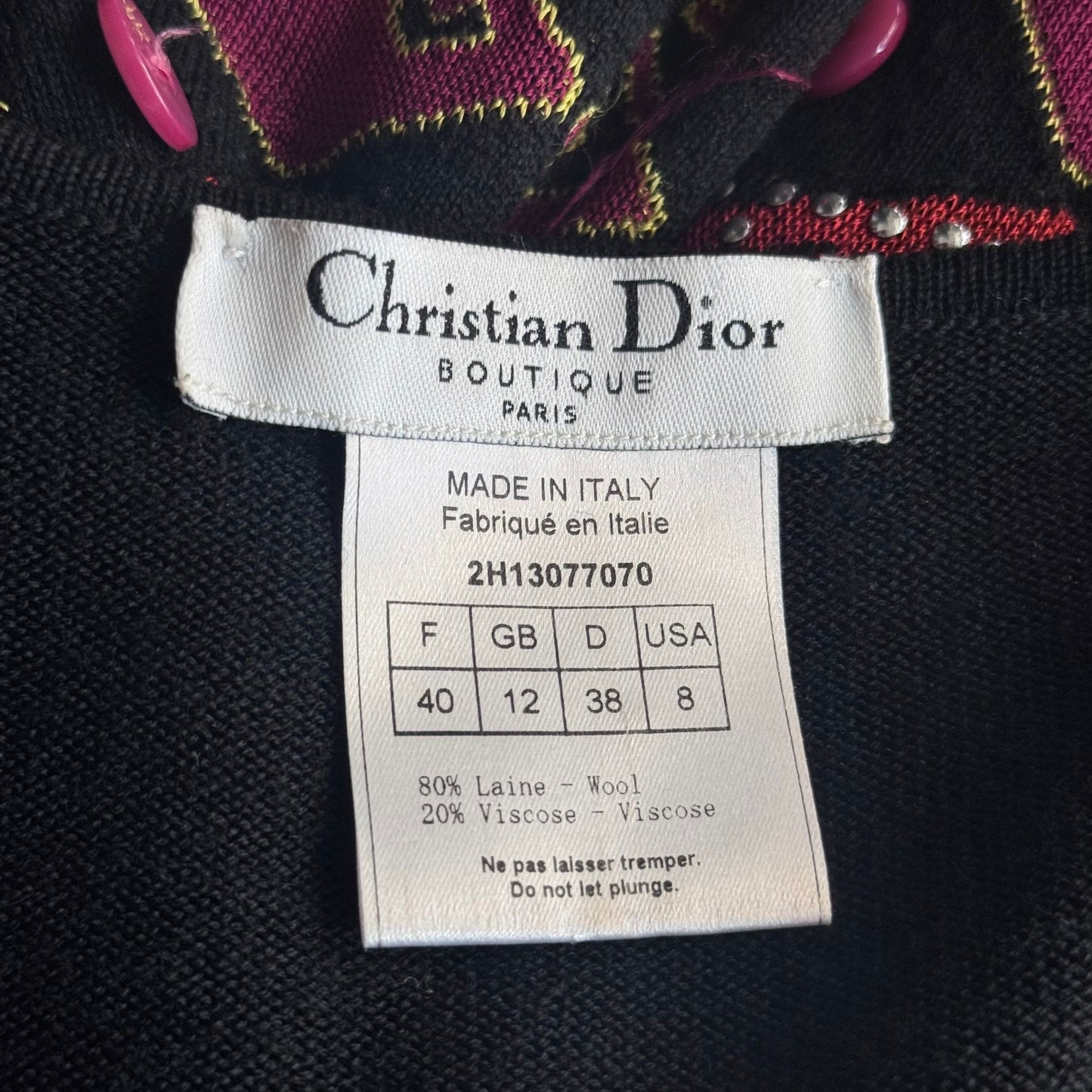 DIOR - SET TOP AND CARDIGAN BLACK WITH MULTICOLOR DETAILS SIZE 40 FR