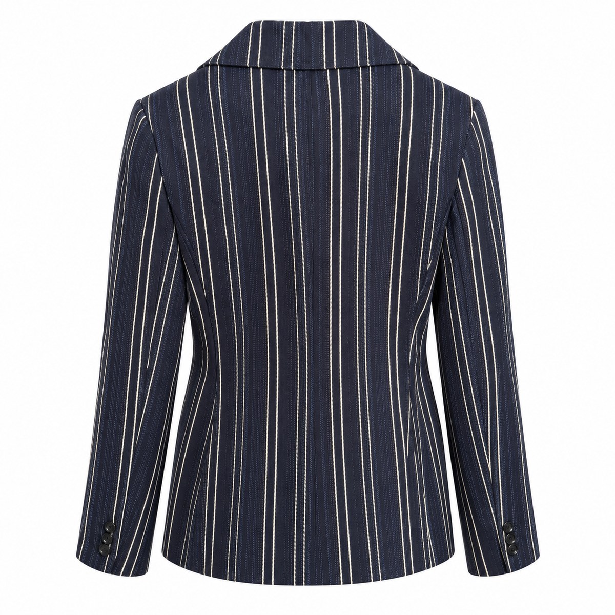 DIOR - BAR JACKET NAVY BLUE & WHITE PINSTRIPED COTTON SIZE 34 FR