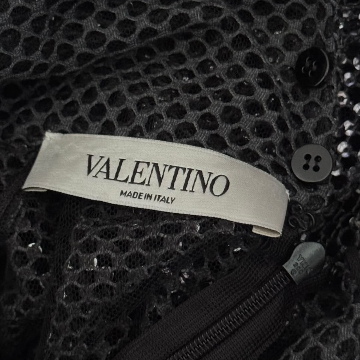 VALENTINO - TOP BLACK SHEER MESH TURTLENECK WITH SEQUIN EMBELLISHMENT SIZE S
