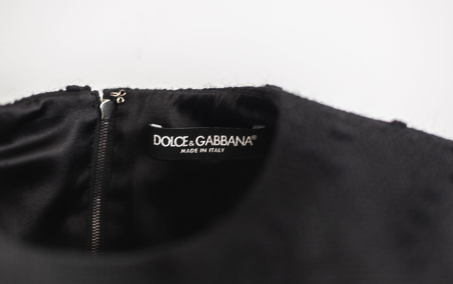 DOLCE & GABBANA - DRESS BLACK BOUCLÈ FRINGED SIZE L