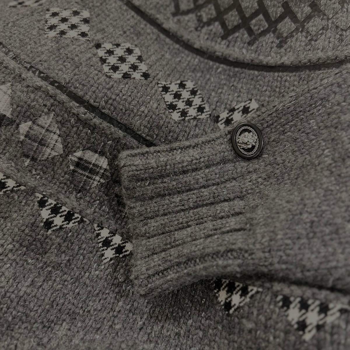 CHANEL - SWEATER GREY CASHMERE FAIR ISLE JACQUARD SIZE 36 FR