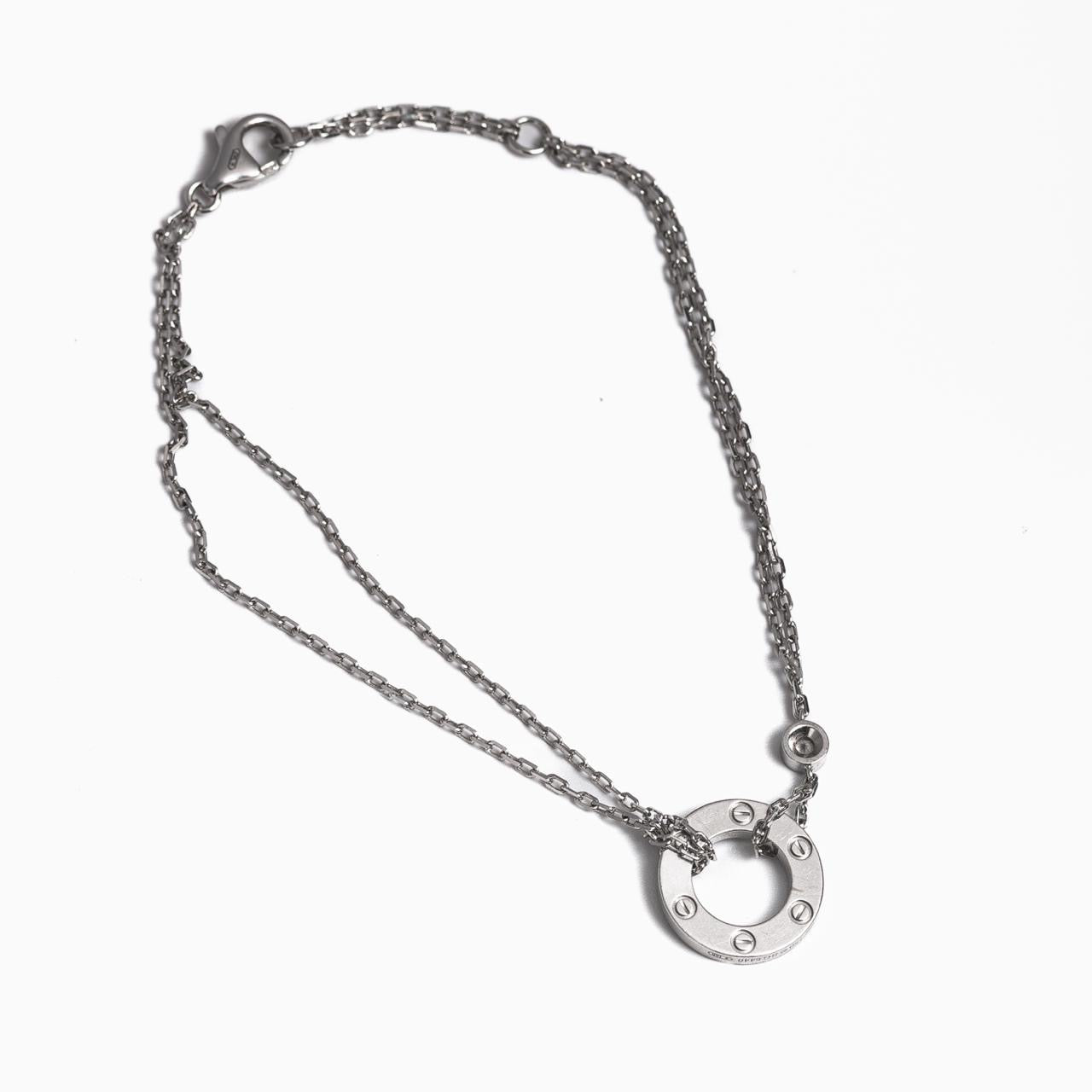 CARTIER - LOVE CHAIN BRACELET 18K WHITE GOLD 2 BRILLIANT-CUT DIAMONDS