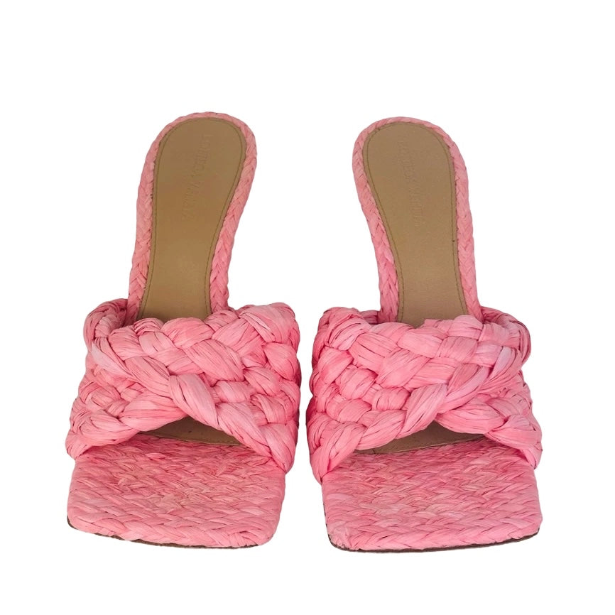 BOTTEGA VENETA - Pink rafia sandals size 39 EU