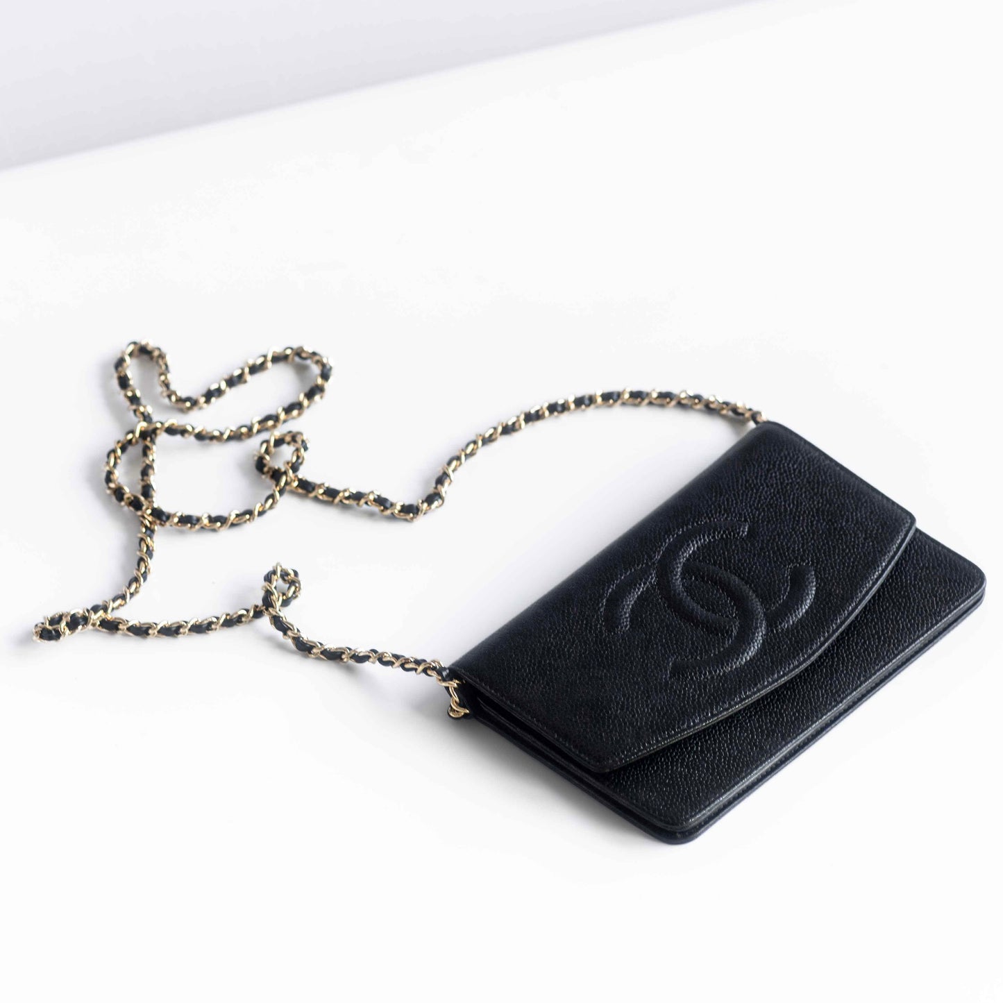 CHANEL - WALLET ON CHAIN BLACK CAVIAR LEATHER