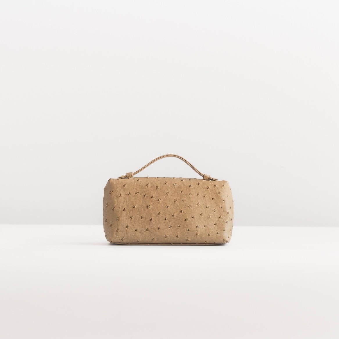 LORO PIANA - EXTRA POCKET POUCH OSTRICH BEIGE LEATHER