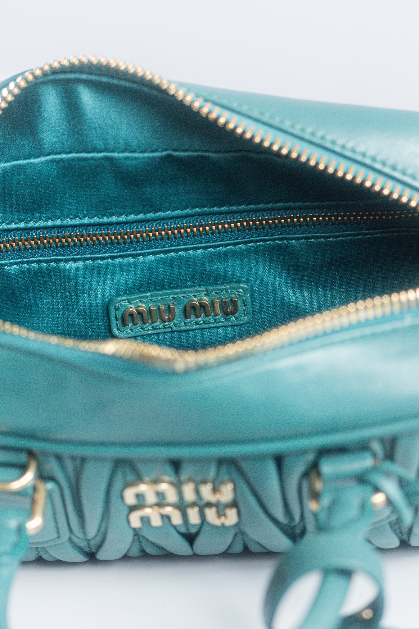 MIUMIU - BAG ARCADIE MATELASSÉ BLUE LAGOON LEATHER