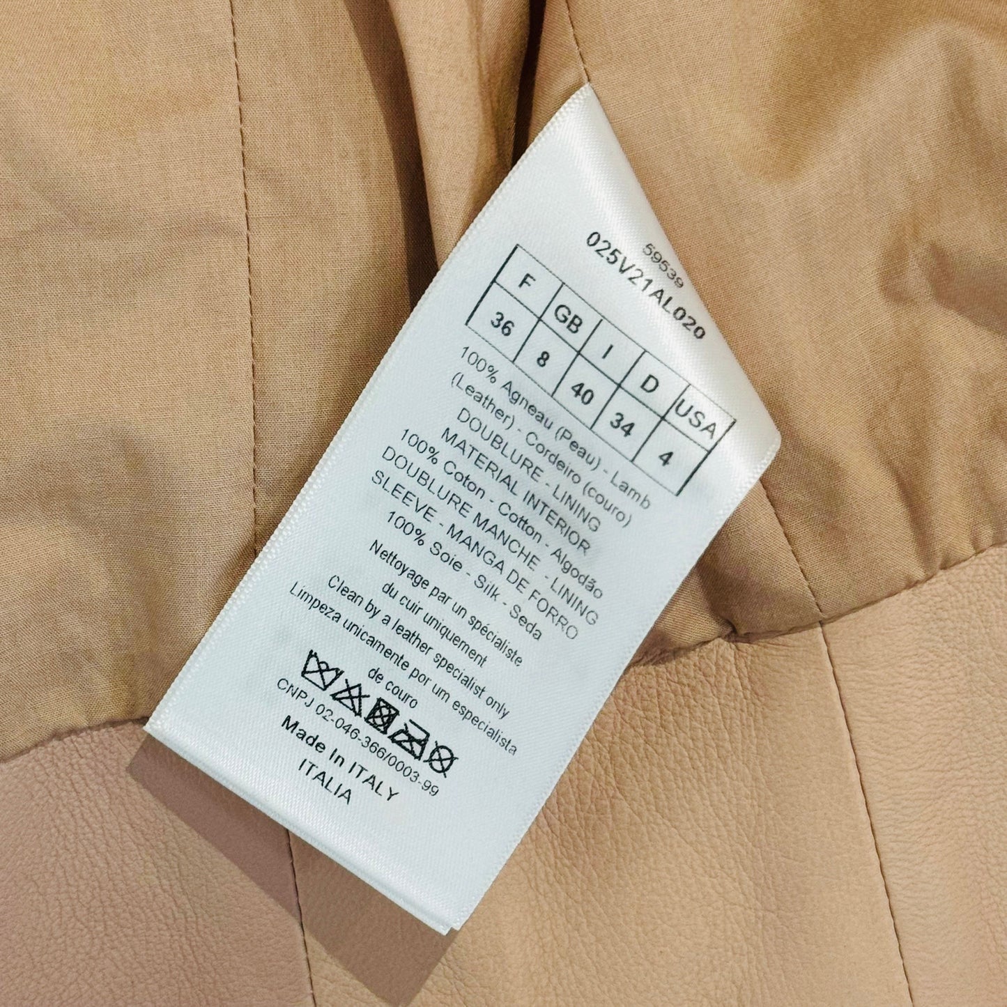 DIOR - *NEVER WORN* JACKET BAR PINK LAMBSKIN SIZE 36 FR
