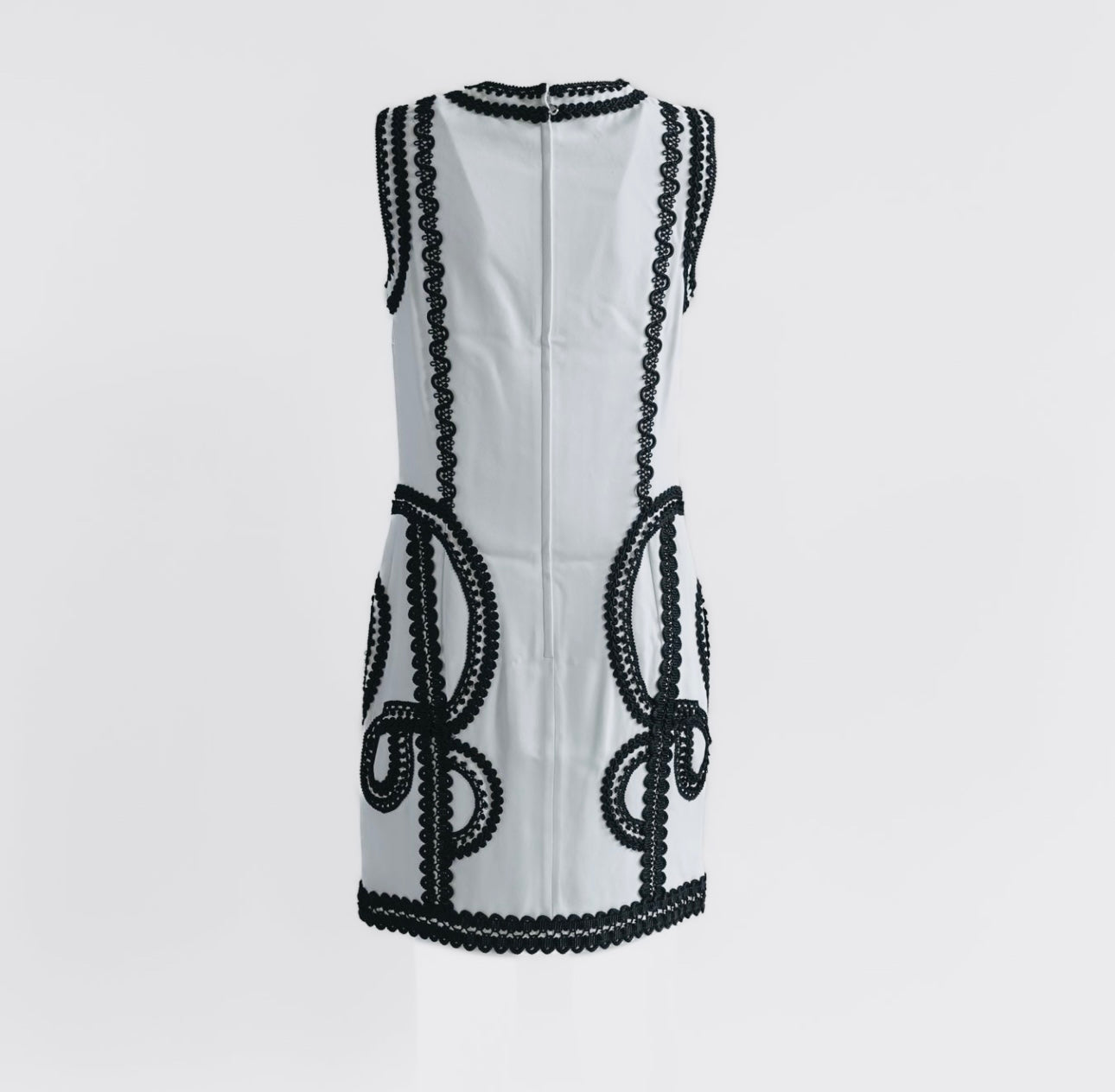DOLCE & GABBANA - DRESS MIDI WHITE WITH BLACK TRIM SIZE 42 IT