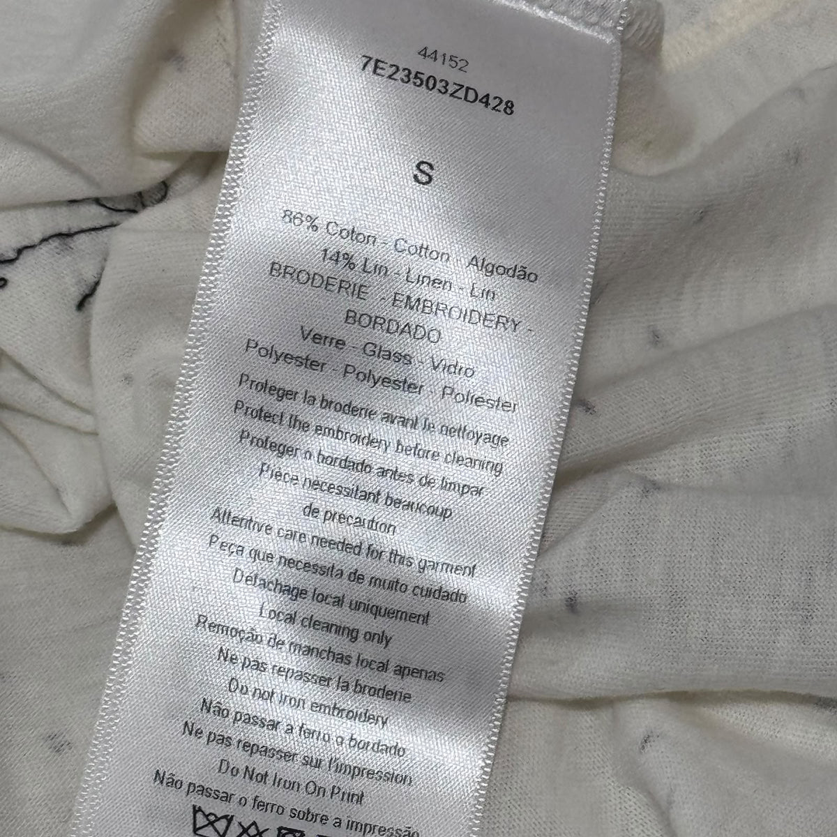 DIOR - T-SHIRT EMBROIDERED BÉLIER ZODIAC WHITE & BLACK SIZE S