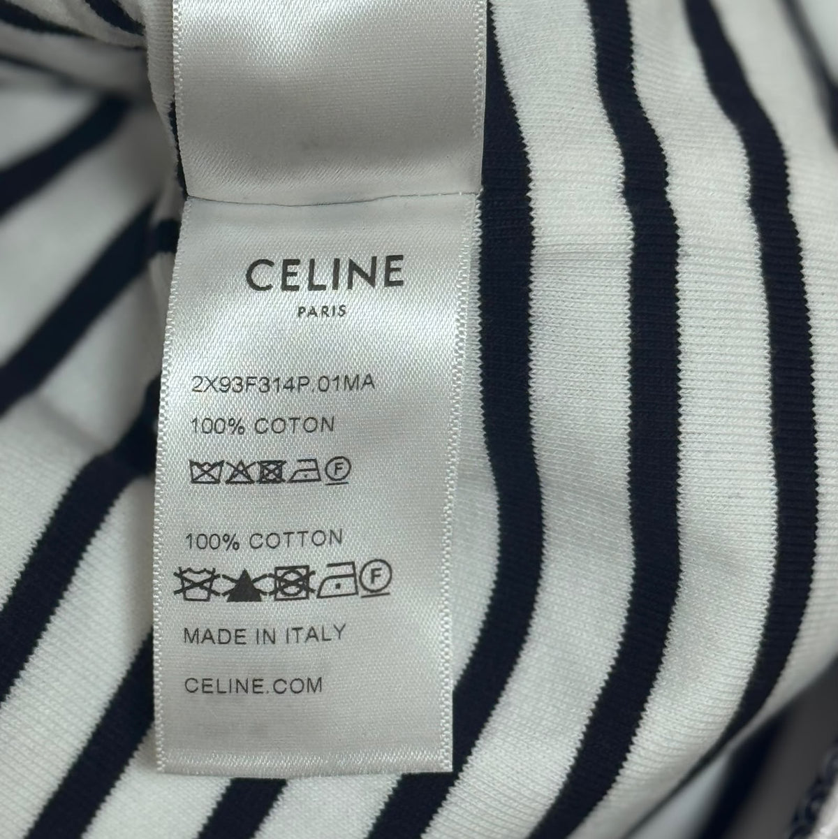 CÉLINE - TOP COTTON STRIPED BLACK & WHITE WITH SEQUIN EMBRLLISHMENTS SIZE M