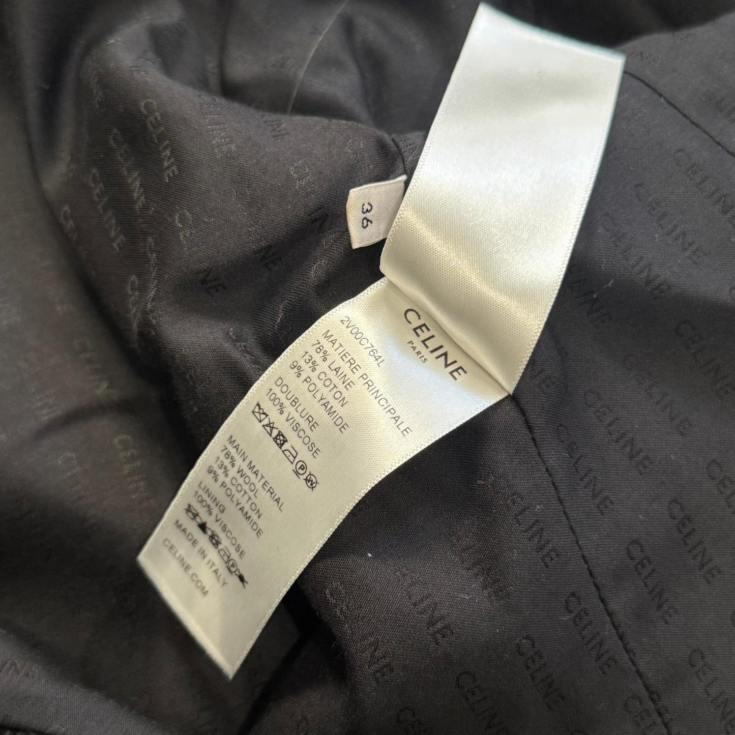 CÉLINE - JACKET TWEED BLACK BRAIDED TRIM GOLD BUTTONS SIZE 36 FR