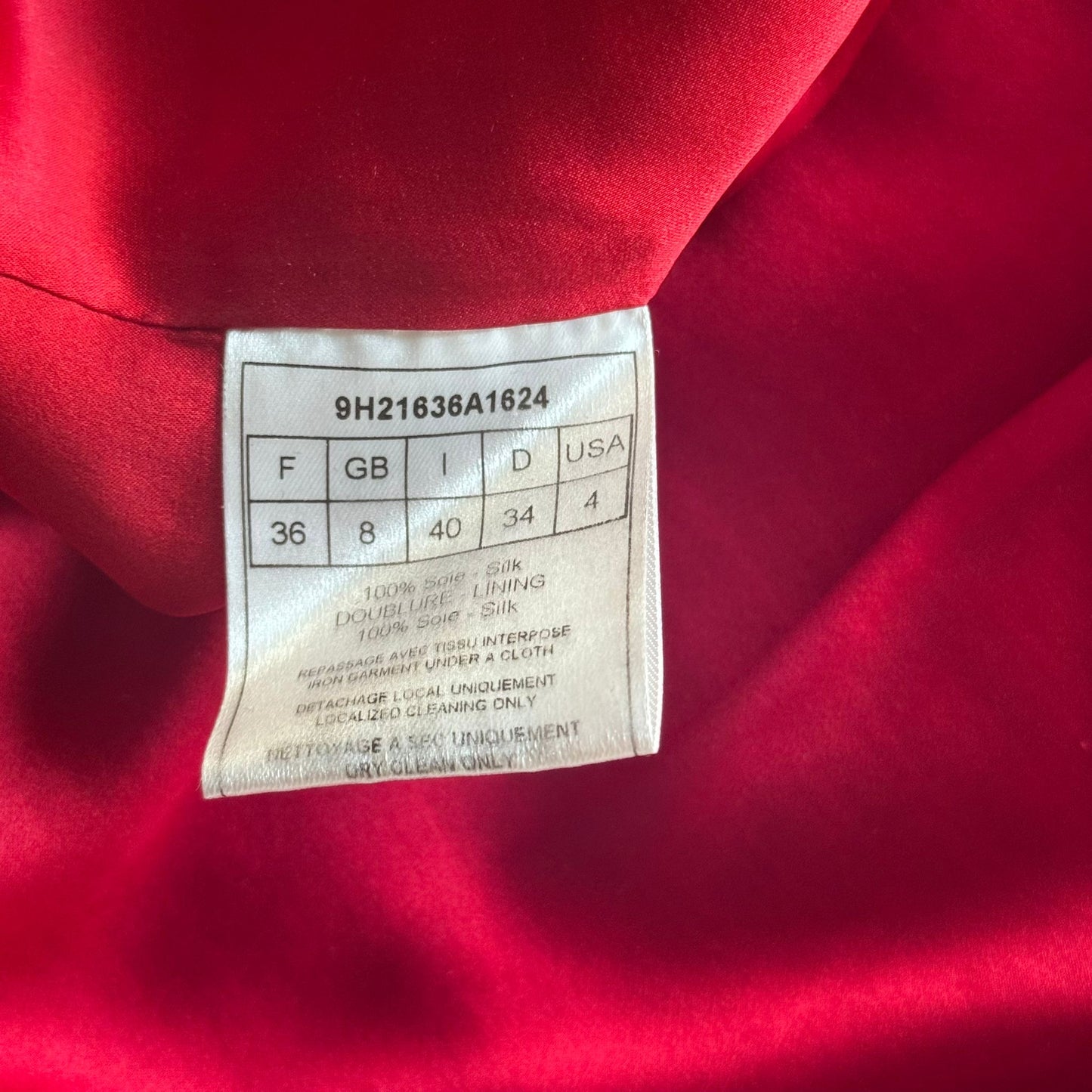 DIOR - DRESS MIDI RED SILK WITH FLORAL PRINT SIZE 36 FR