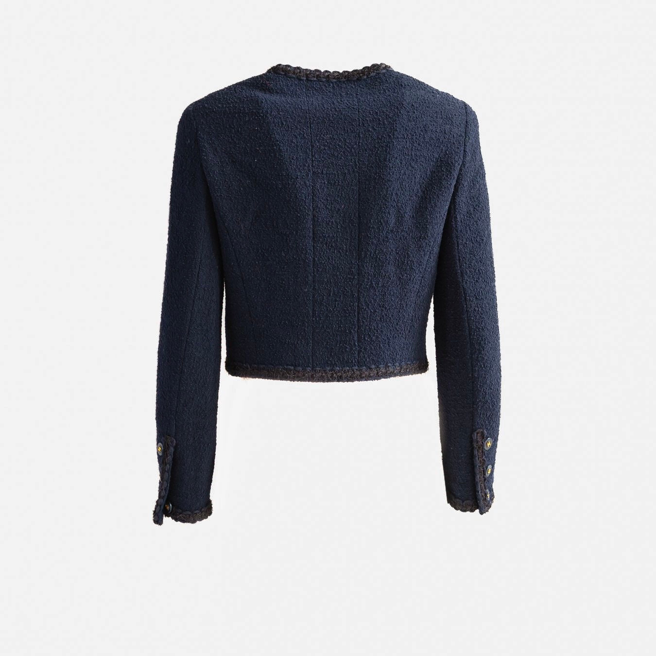 CHANEL - JACKET TWEED BLUE BUTTONS CC LOGO SIZE 38 FR
