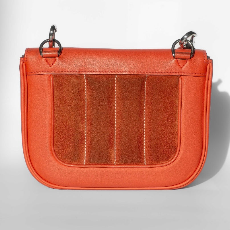 HERMÈS - BERLINE CROSSBODY BAG ORANGE LEATHER & SUEDE RUTHÉNIUM HARDWARE