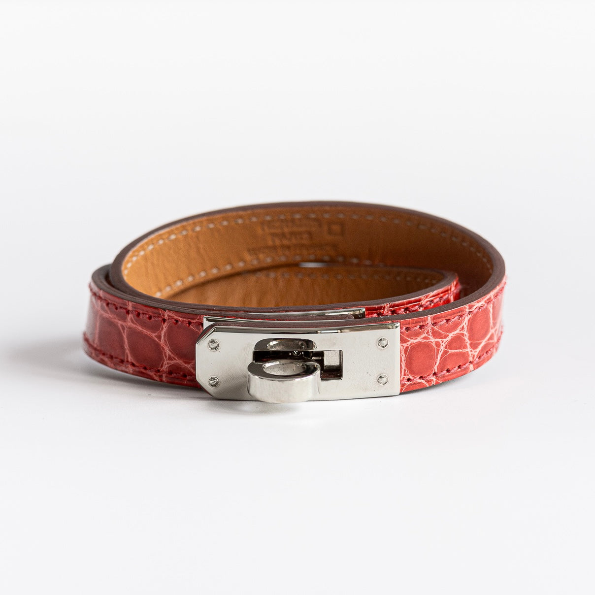 HERMÈS - BRACELET ALLIGATOR RED