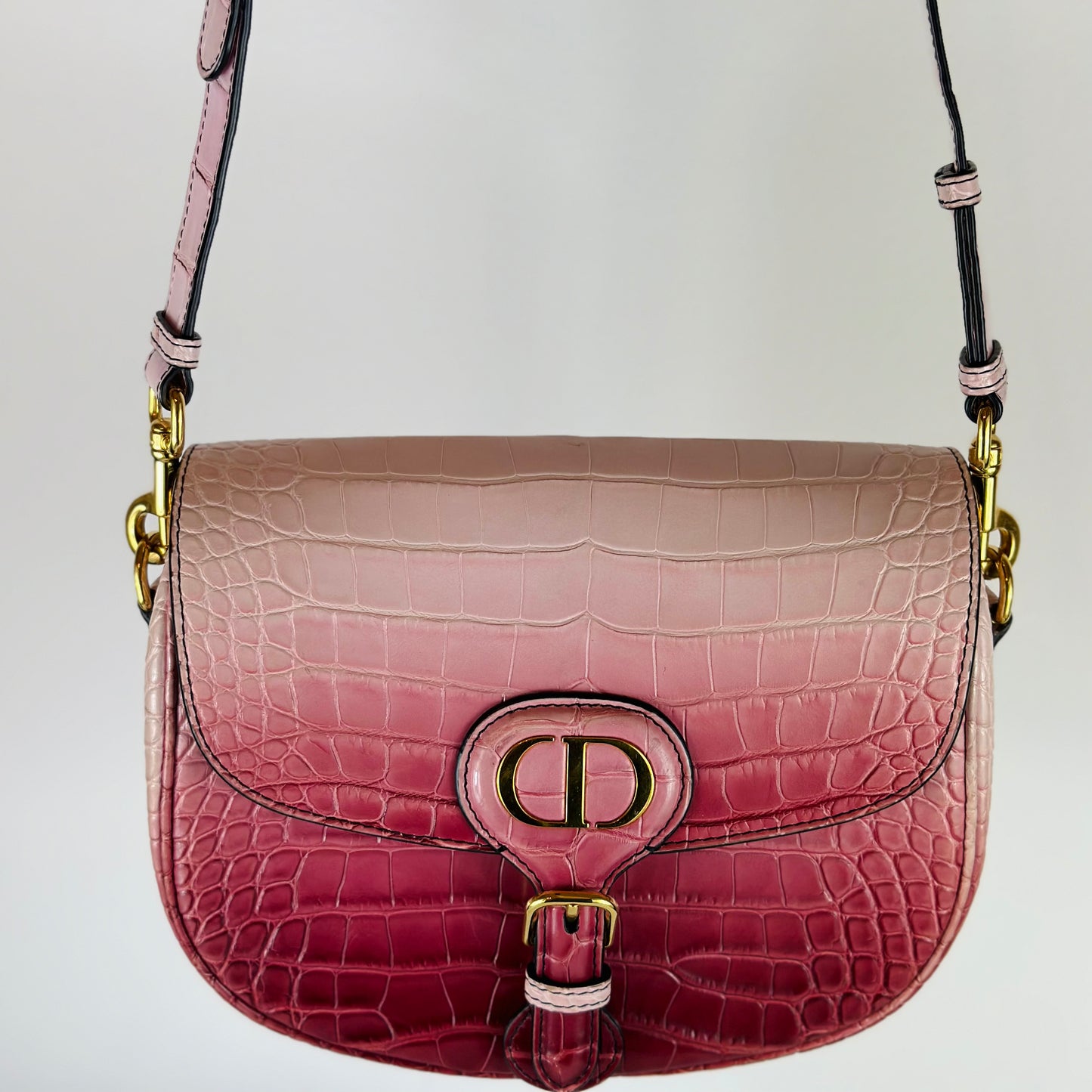 DIOR - Bobby bag crocodile pink shades medium size