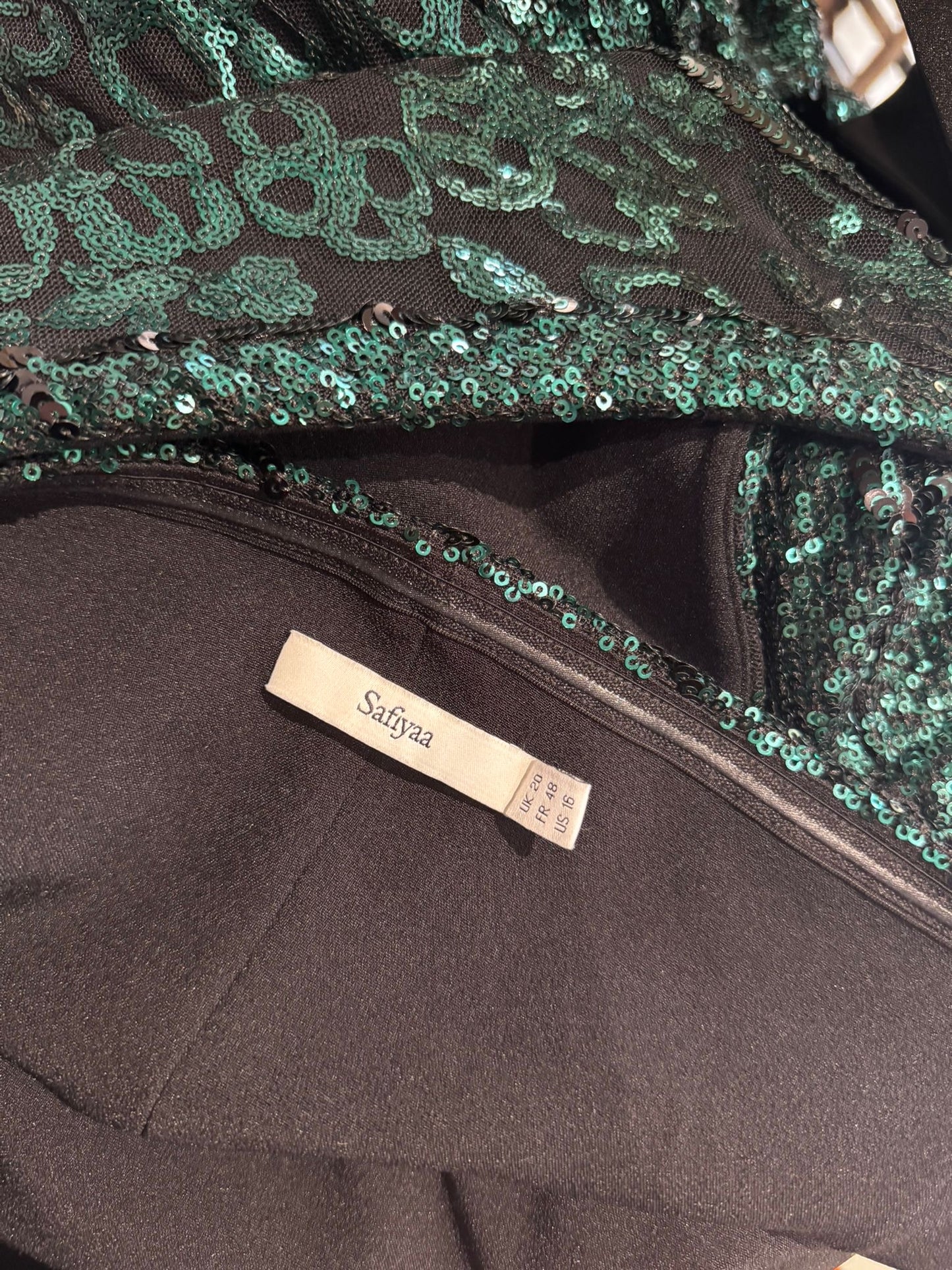 SAFIYAA - LONG DRESS GREEN SEQUINS SIZE 48 FR