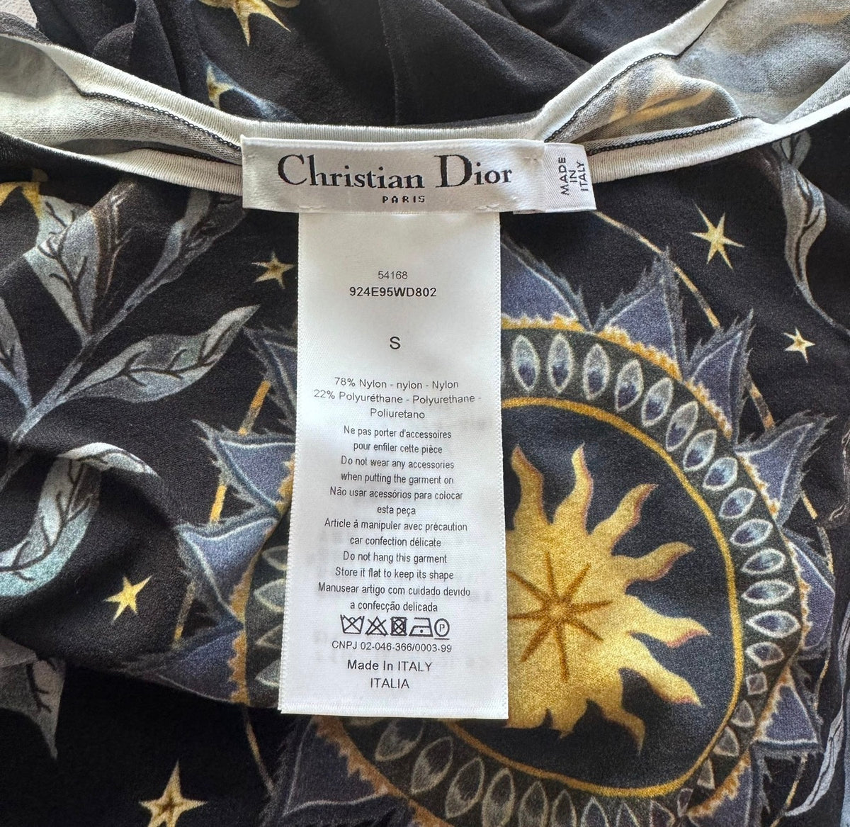 DIOR - BODYSUIT MULTICOLOR CELESTIAL PRINT LONG-SLEEVE SIZE S