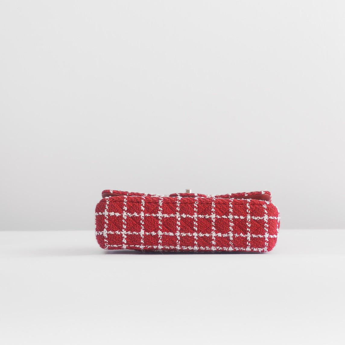CHANEL - TIMELESS BAG TWEED QUILTED MEDIUM DOUBLE FLAP RED & WHITE