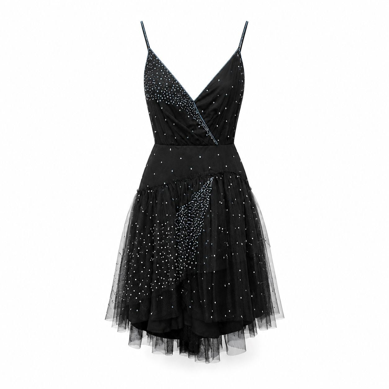 VALENTINO - DRESS MINI BLACK WITH BLUE-TONE SEQUINS SIZE 38 IT DressMore VALENTINO - DRESS MINI BLACK WITH BLUE-TONE SEQUINS SIZE 38 IT DressMore