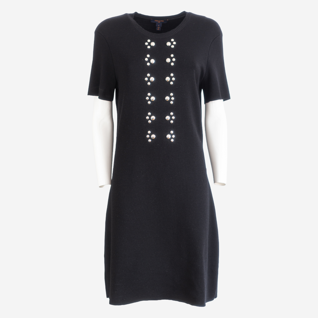 LOUIS VUITTON - DRESS MIDI BLACK SIZE L
