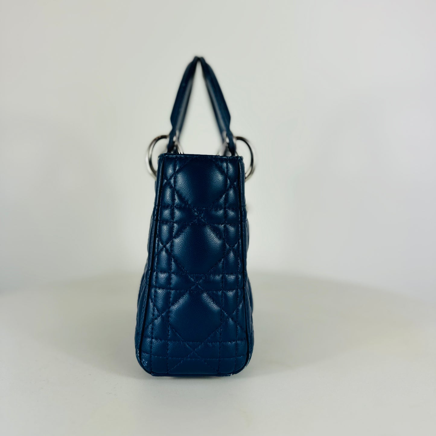 CHRISTIAN DIOR - Mini Bag Lady Dior Blue with Silver Hardware