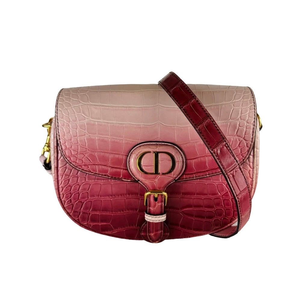 DIOR - Bobby bag crocodile pink shades medium size