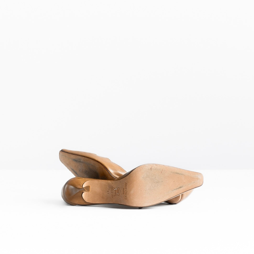 JIMMY CHOO - HEELS BEIGE LEATHER SIZE 37 EU