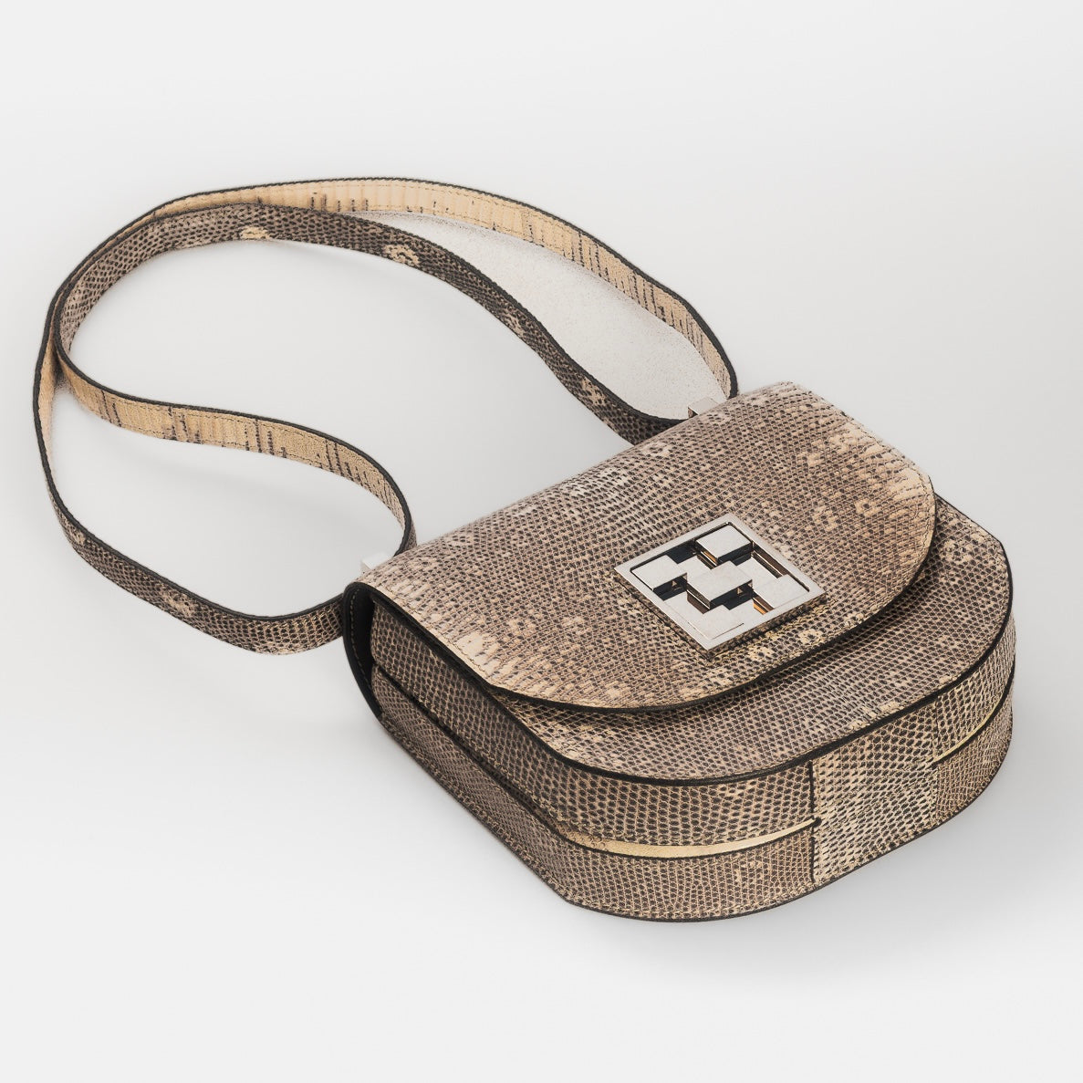 HERMÈS - BAG MOSAÏQUE 18 LIZARD SILVER HARDWARE