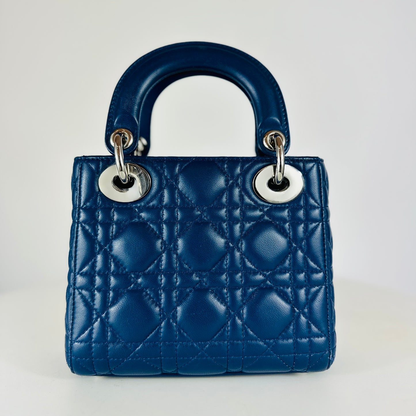 CHRISTIAN DIOR - Mini Bag Lady Dior Blue with Silver Hardware