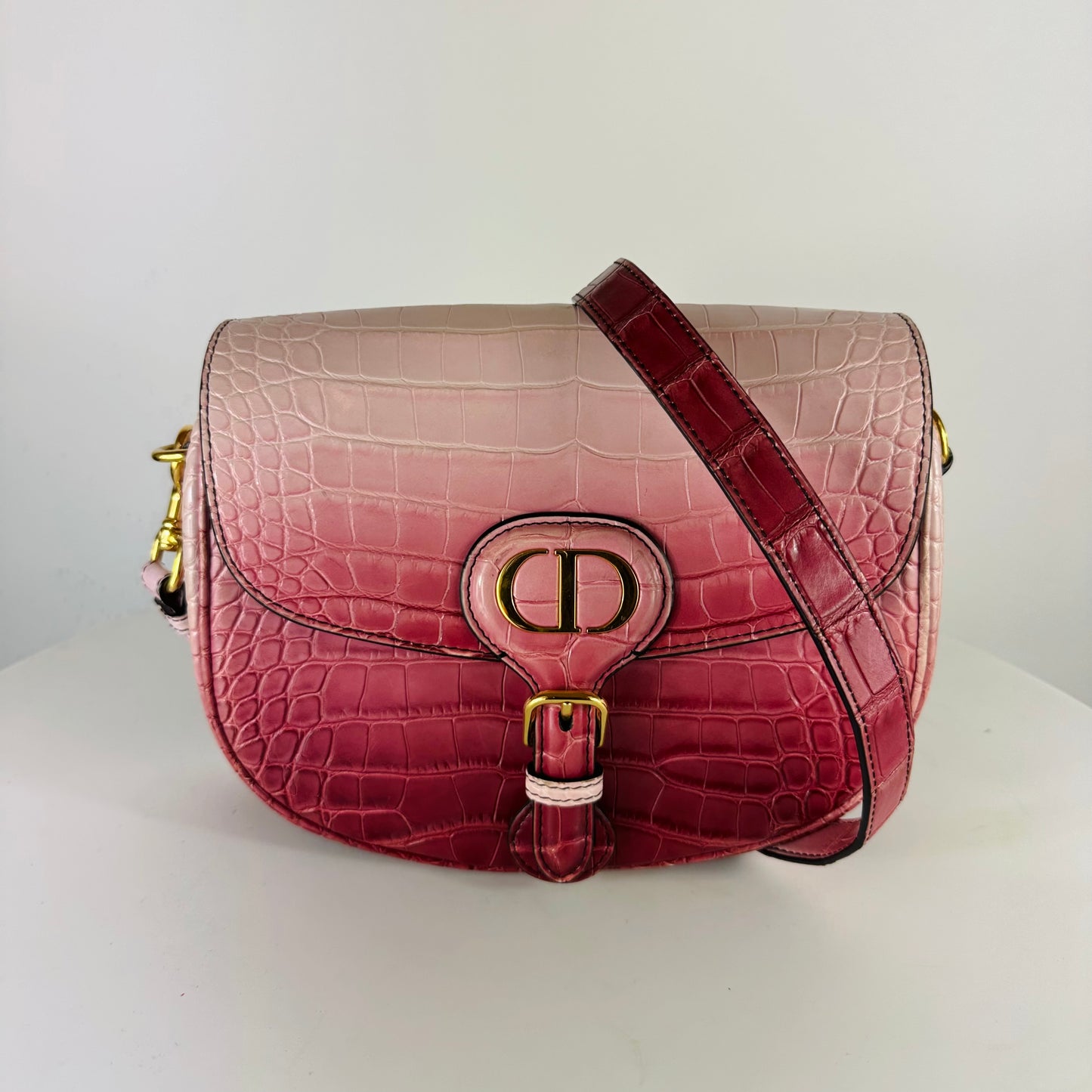 DIOR - Bobby bag crocodile pink shades medium size