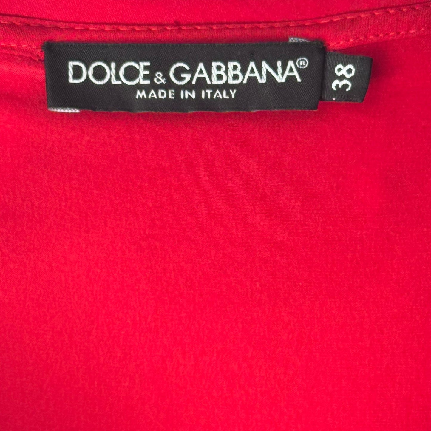 DOLCE & GABBANA - TOP SLEVELESS RED SILK JEWEL-EMBELLISHED NECKLINE SIZE 38 IT
