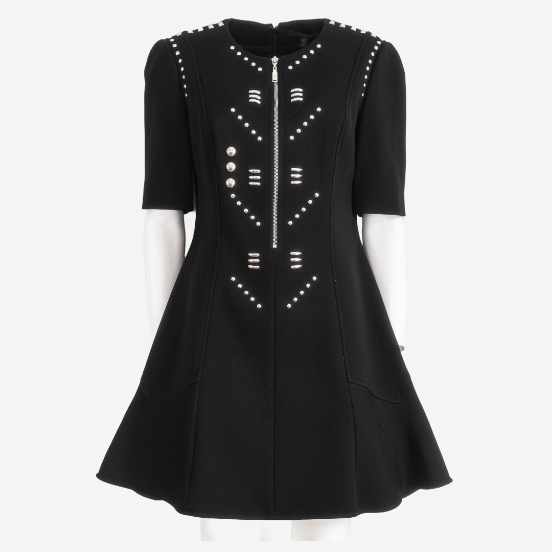 LOUIS VUITTON - DRESS BLACK SILVER STUDS SIZE 40 FR