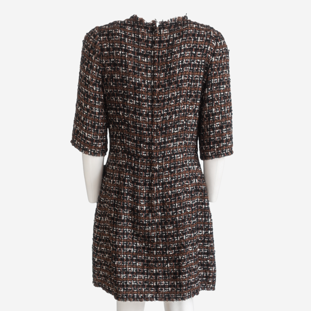 DOLCE & GABBANA - DRESS TWEED BUTTON EMBELLISHED SIZE 46 IT