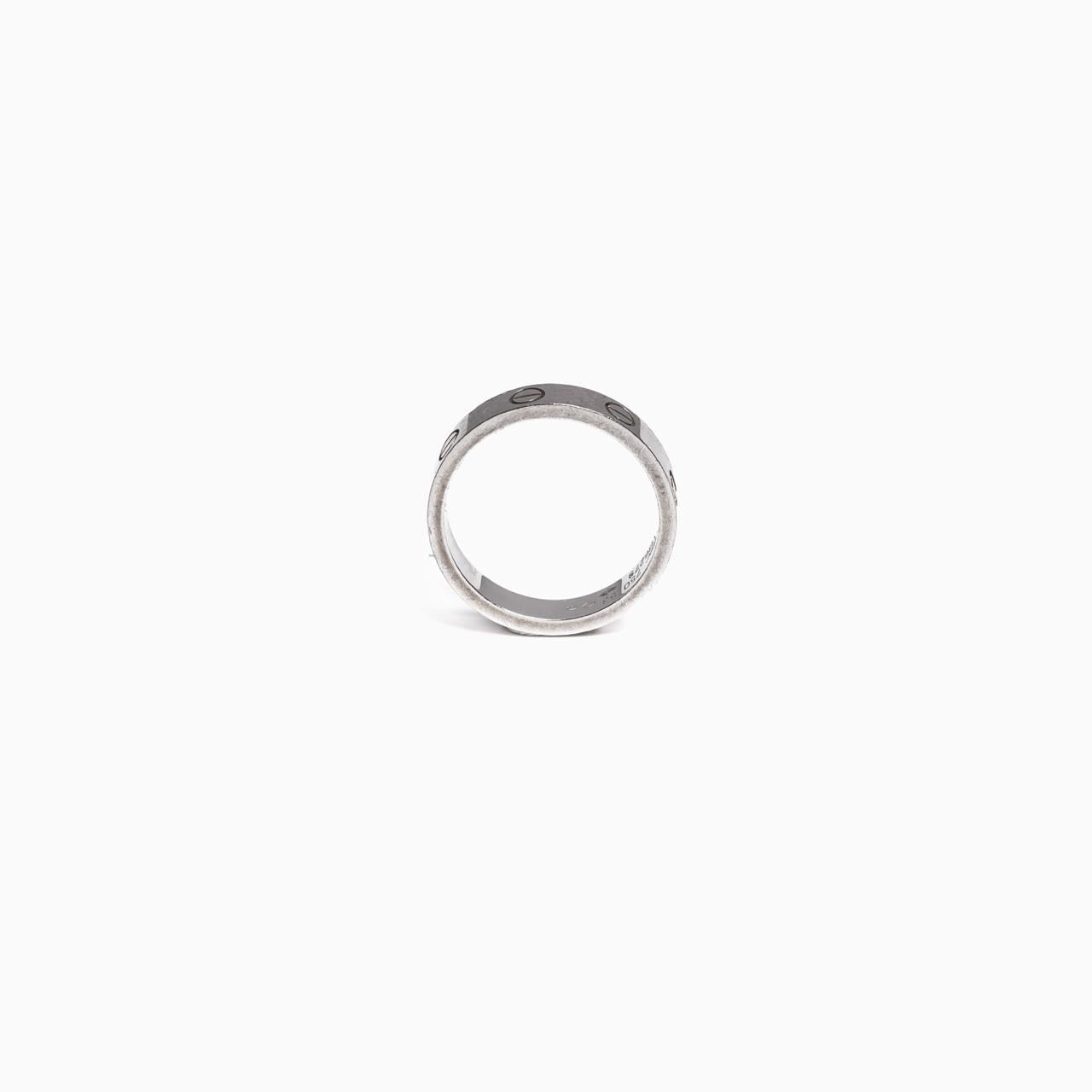 CARTIER - LOVE RING 18K WHITE GOLD WITH 1 BRILLIANT-CUT DIAMOND SIZE 53