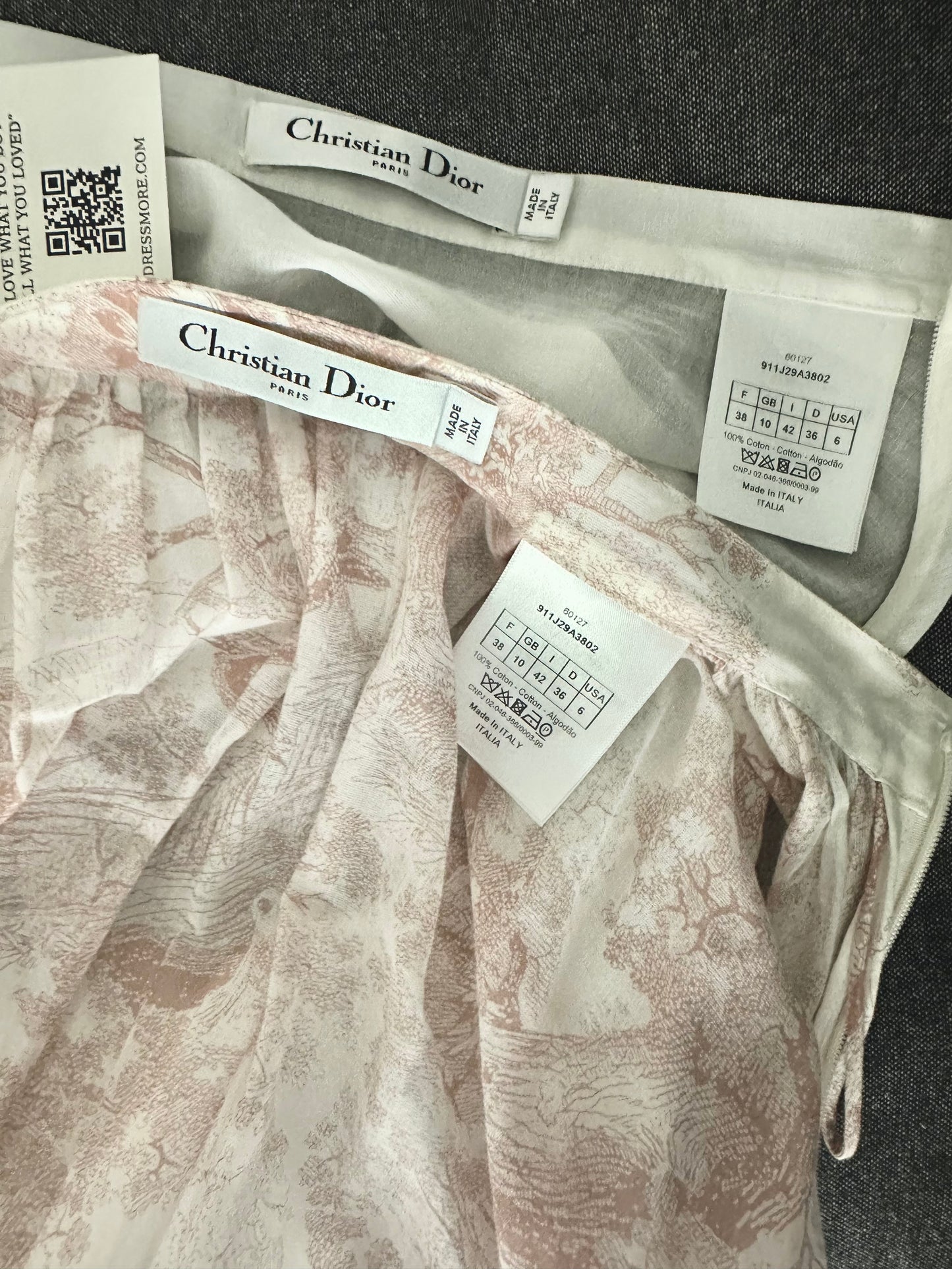 DIOR - Long skirt toile de jouy pink size 38 FR