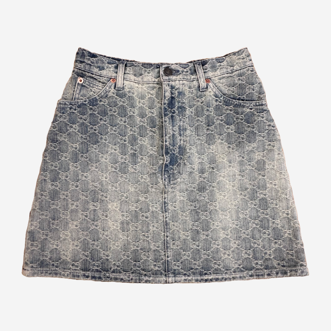 Gucci denim mini skirt best sale