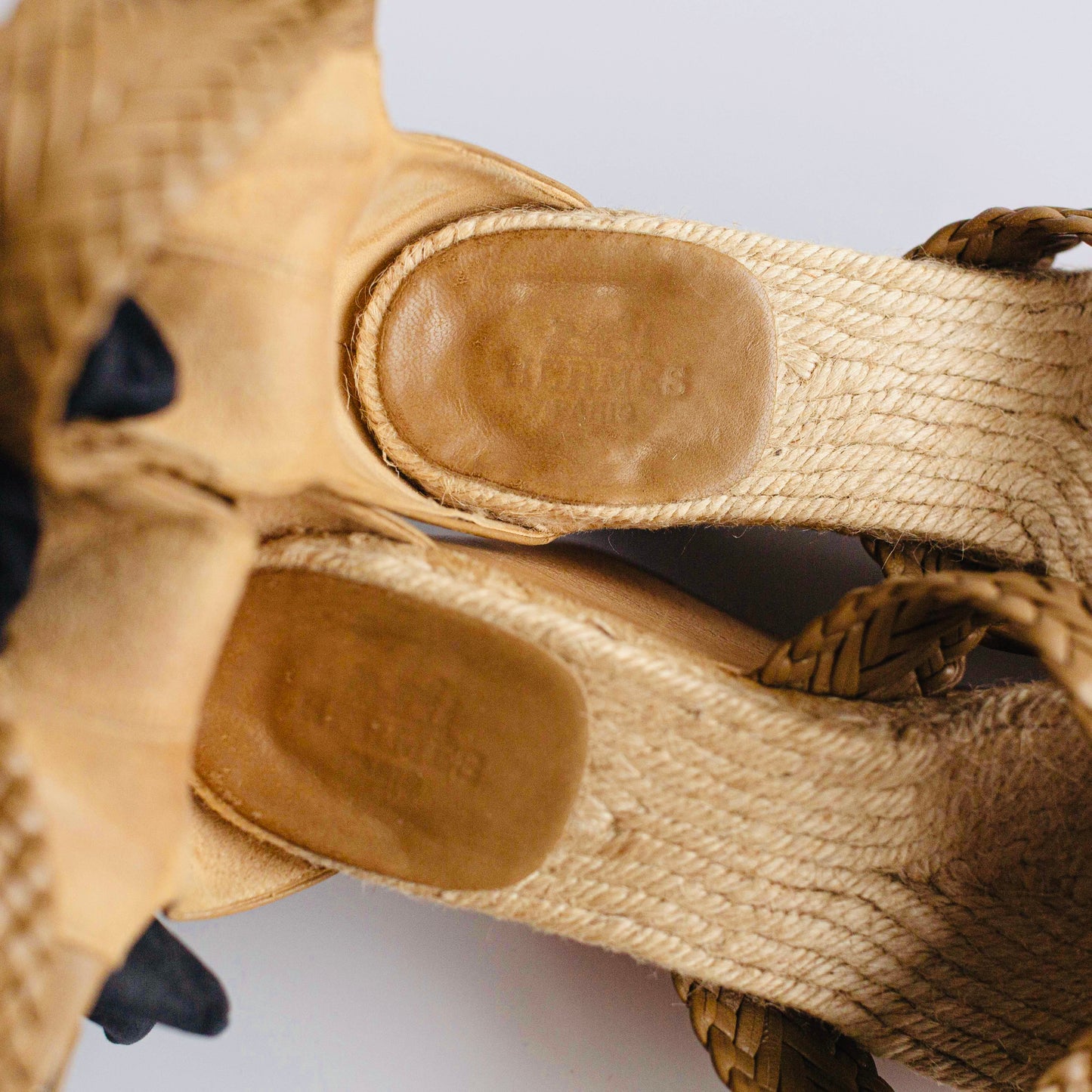 HERMÈS - SANDALS WEDGE IN BROWN BRAIDED LEATHER SIZE 38 EU