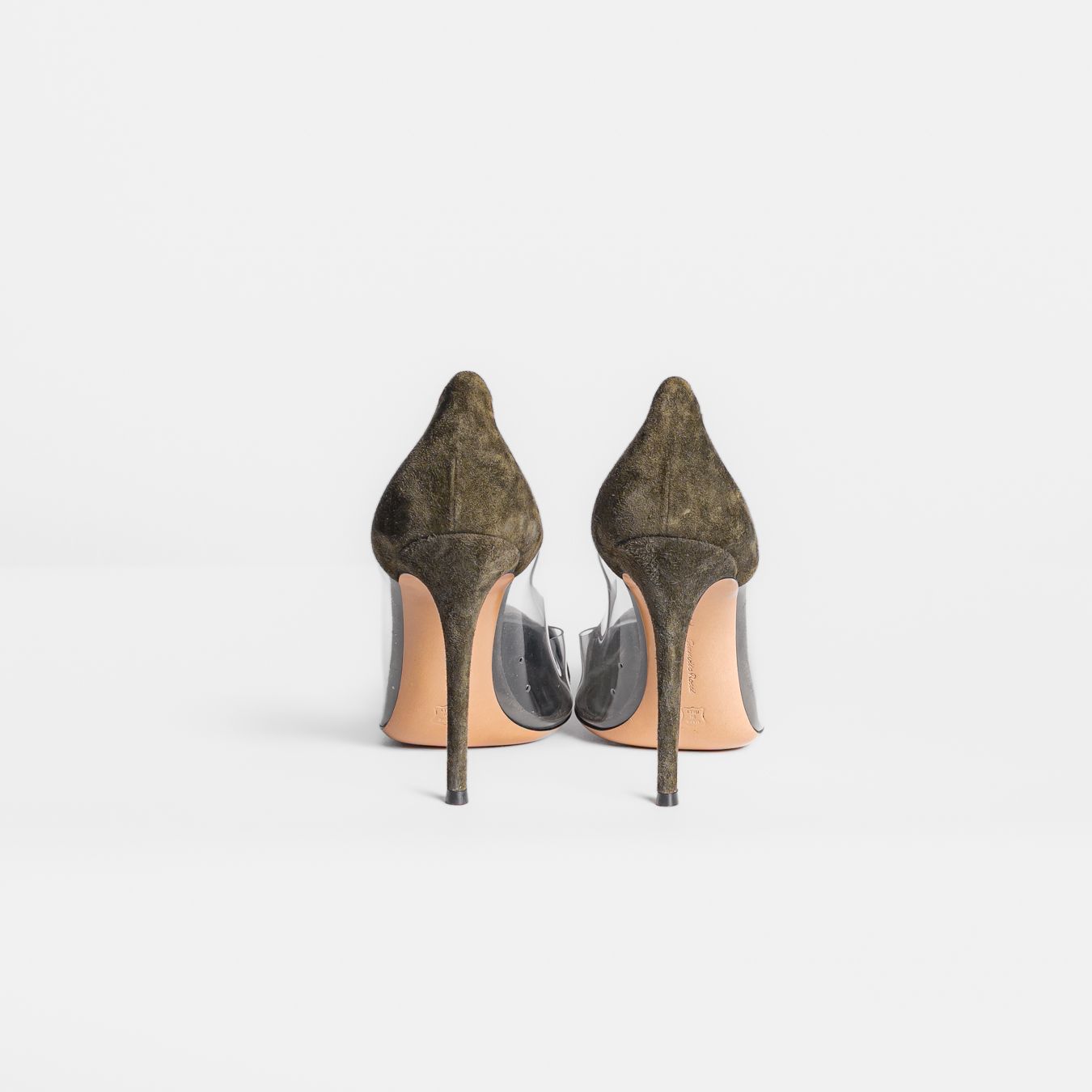 GIANVITO ROSSI - *BRAND NEW* PUMPS KHAKI SUEDE AND TRANSPARENT PVC PLEXI SIZE 39,5 EU