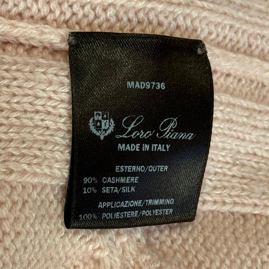 LORO PIANA - SWEATER PINK CASHMERE WITH SEQUIN EMBELLISHMENT SIZE 40 IT