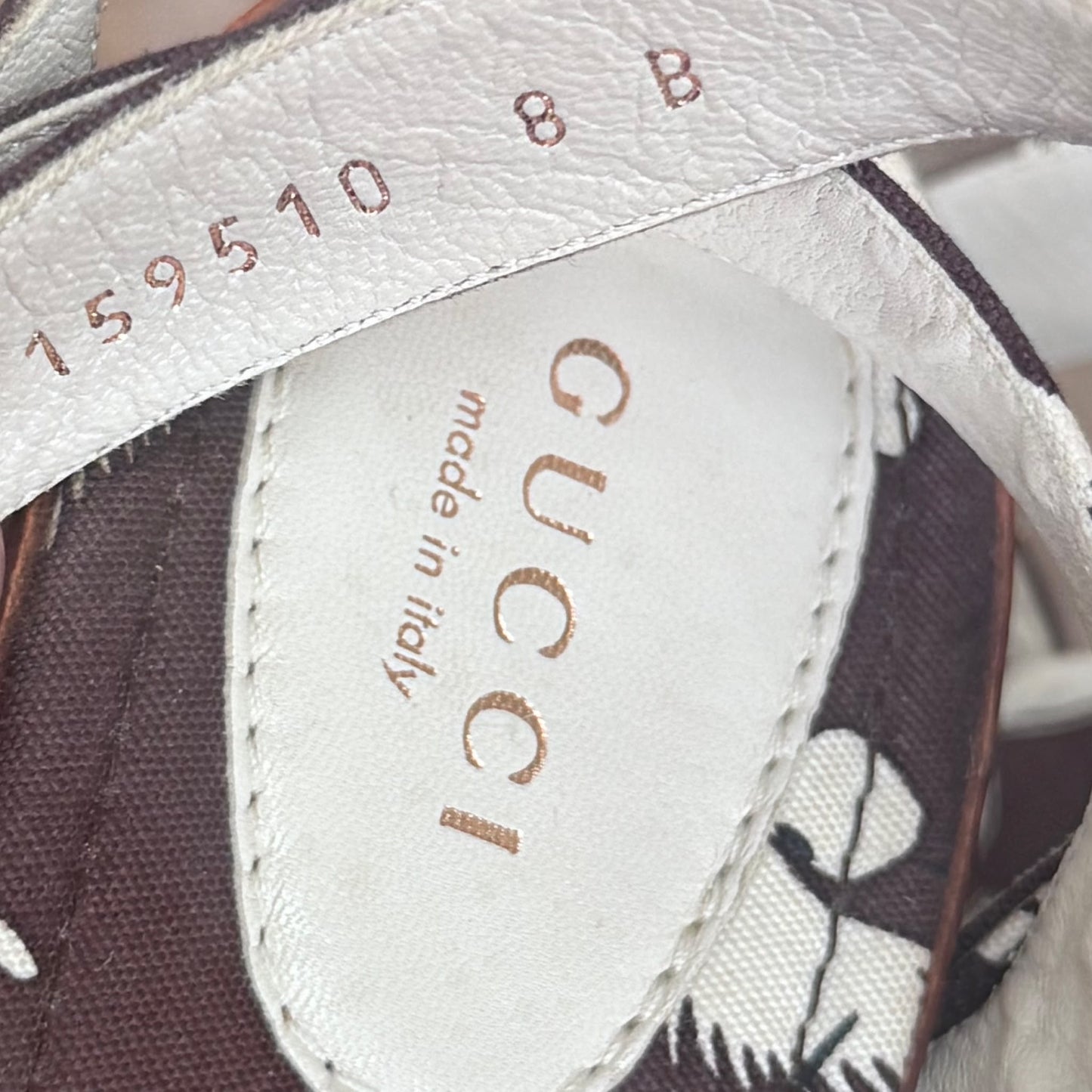 GUCCI - SANDALS PLATFORM BROWN CANVAS ORCHID PRINT WITH WOODEN HEELS SIZE 38 EU