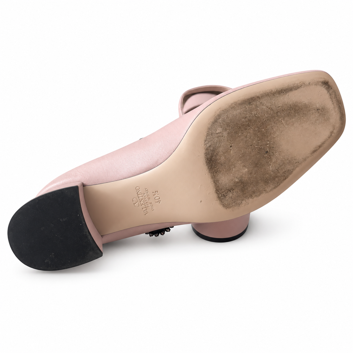 VALENTINO - PUMPS MARY JANE PINK LEATHER DAISY JEWEL SIZE 40,5 EU