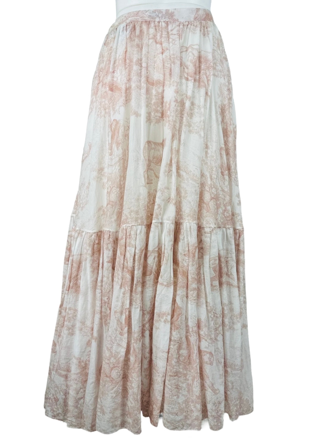 DIOR - Long skirt toile de jouy pink size 38 FR