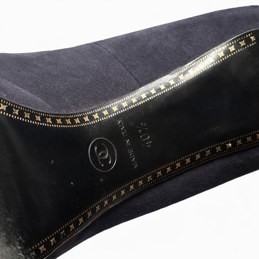 CHANEL - PUMPS BLUE NAVY SUEDE AND PATENT SIZE 40,5 EU