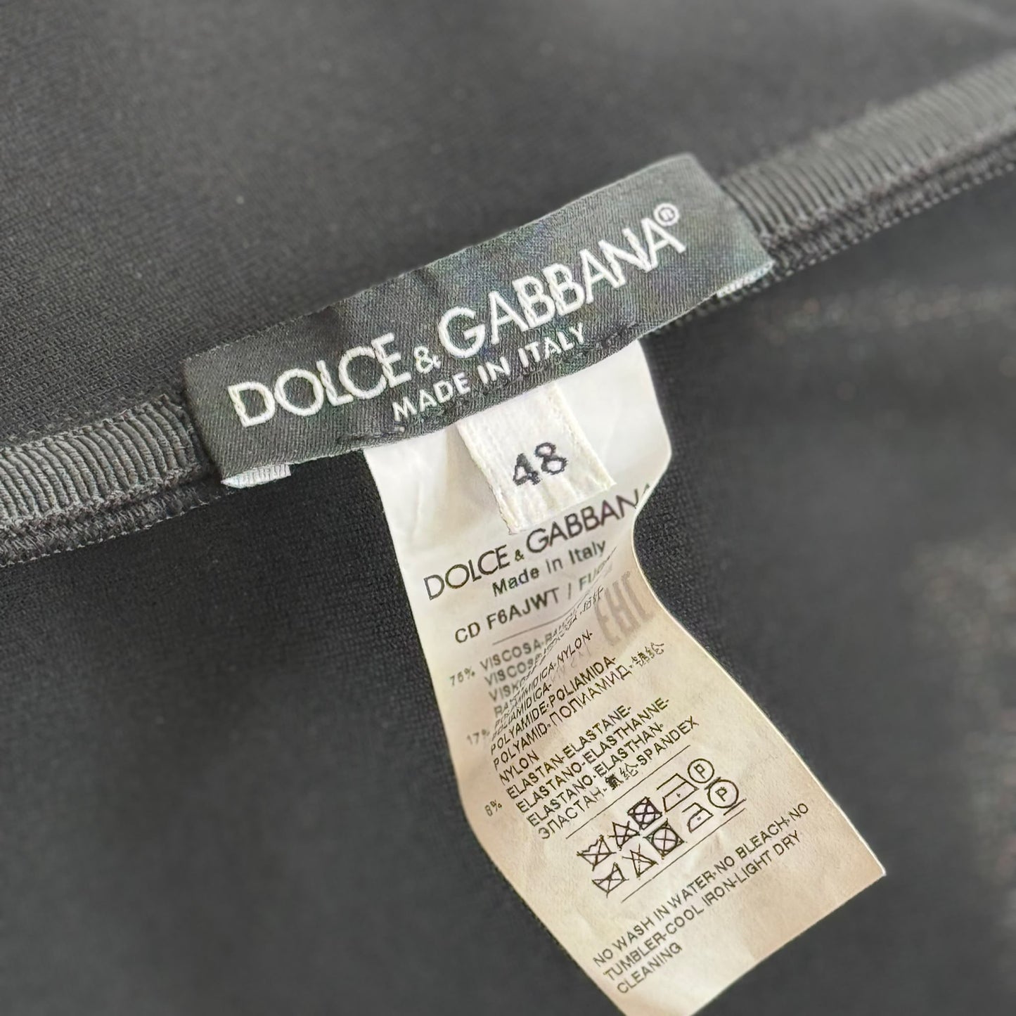 DOLCE & GABBANA - DRESS LONG ONE-SHOULDER STRETCH JERSEY BLACK SIZE 48 IT