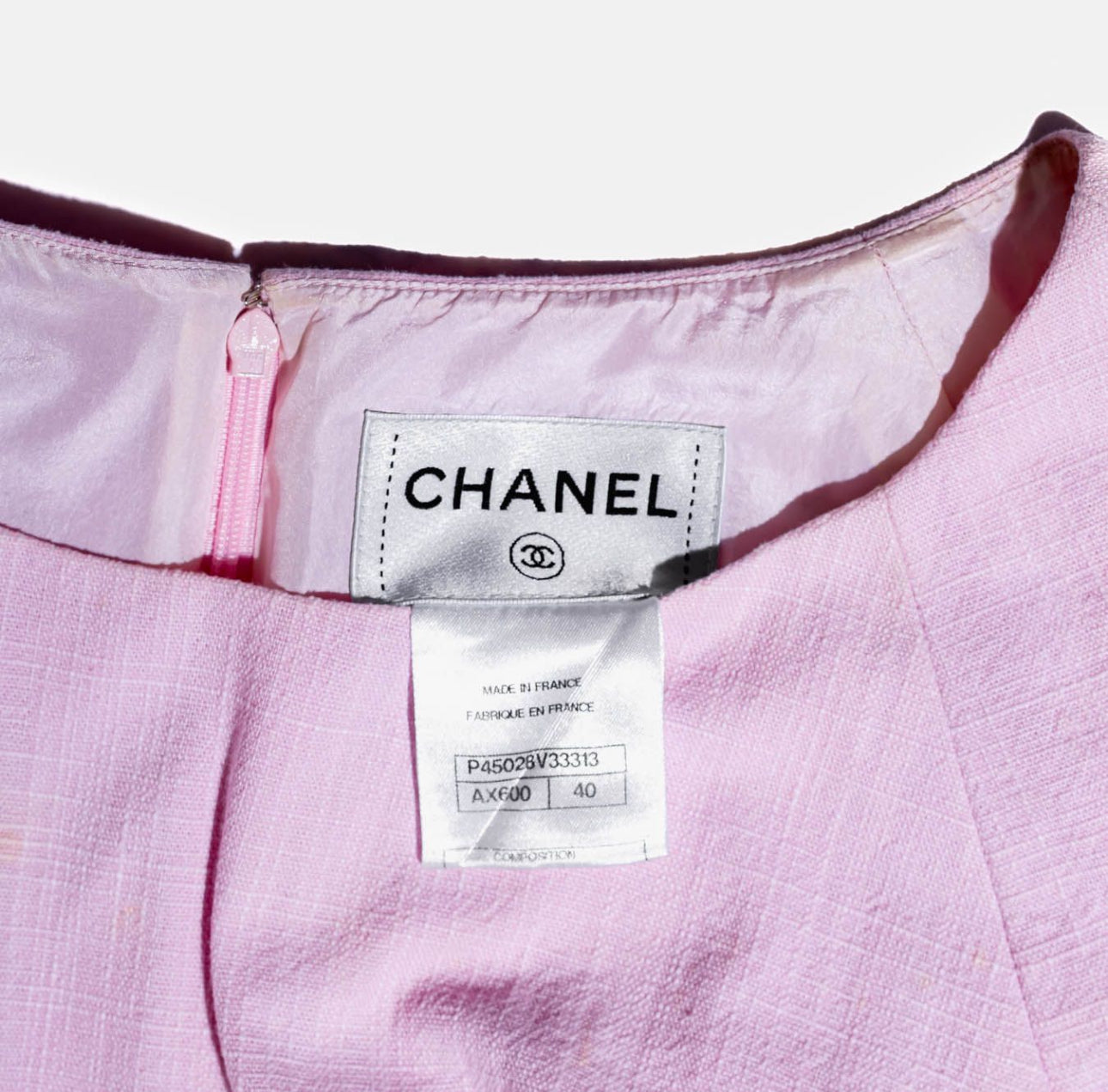 CHANEL - DRESS MIDI PINK COTTON SIZE 40 FR