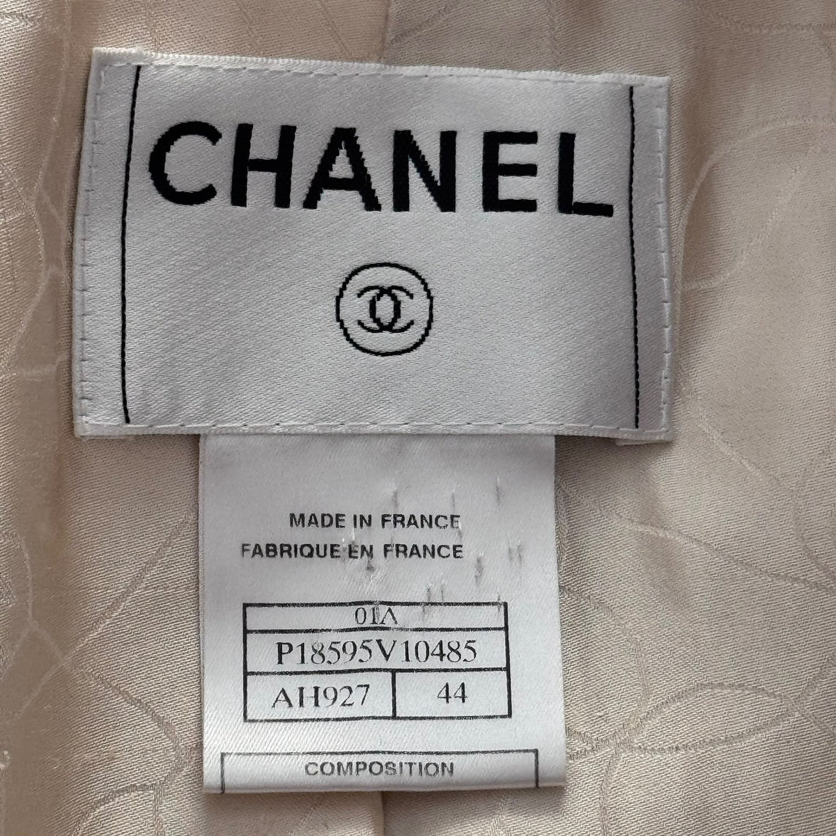 CHANEL - LONG COAT TWEED BEIGE & IVORY SIZE 44FR